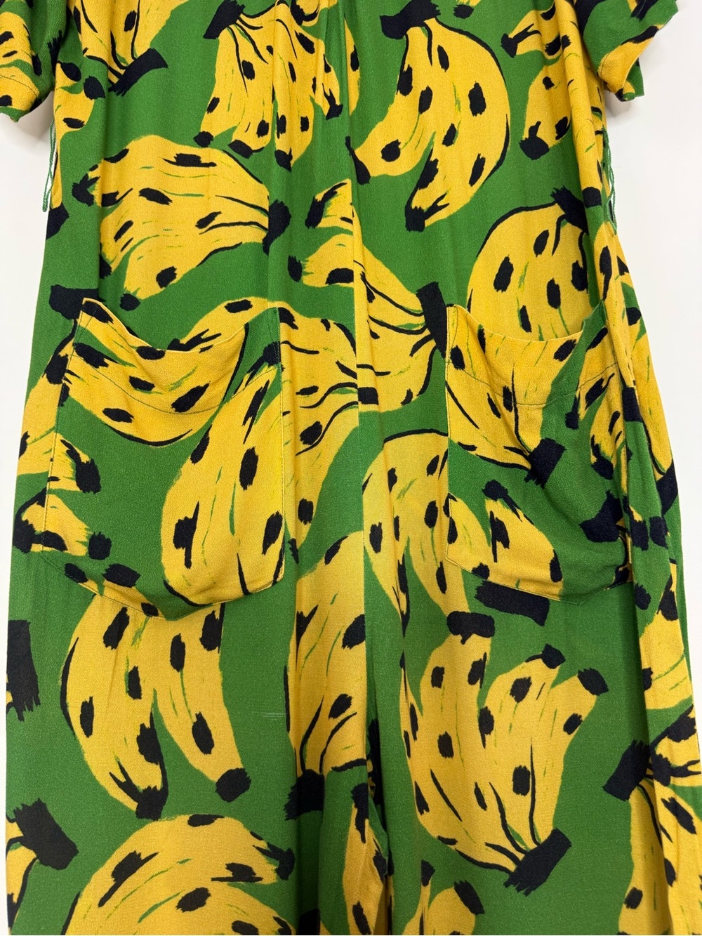 Farm Rio Bossa Banana Jumpsuit Size M Novelty Print Green Tropical Vacation RARE - Picture 13 of 16